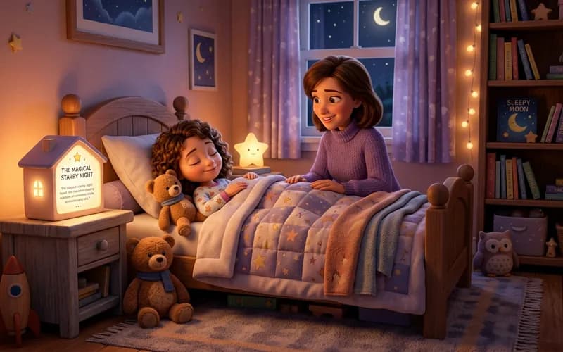 Kind hört entspannt eine Gute-Nacht-Geschichte als Teil des Abendrituals