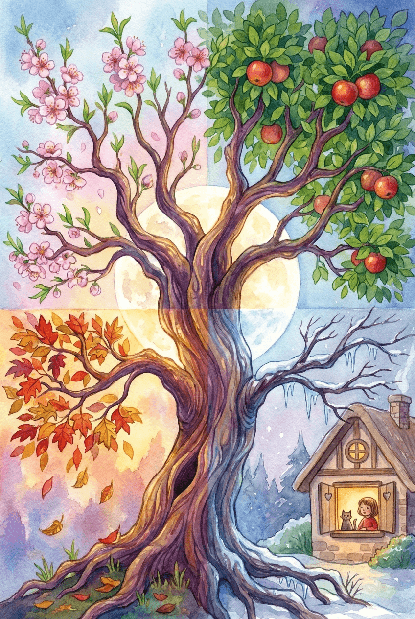 Die Zahl Vier — Der Baum mit vier Jahreszeiten